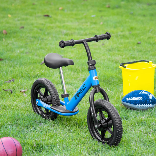 Balance Bike 12” for Kids – Adjustable Seat & Handlebar – Ages 3–5 – Blue | Qaba