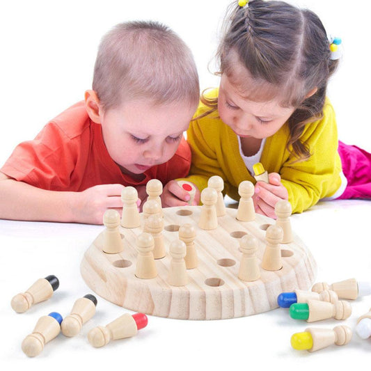 Wooden Memory Chess Game for Kids – Educational Colored Peg Game