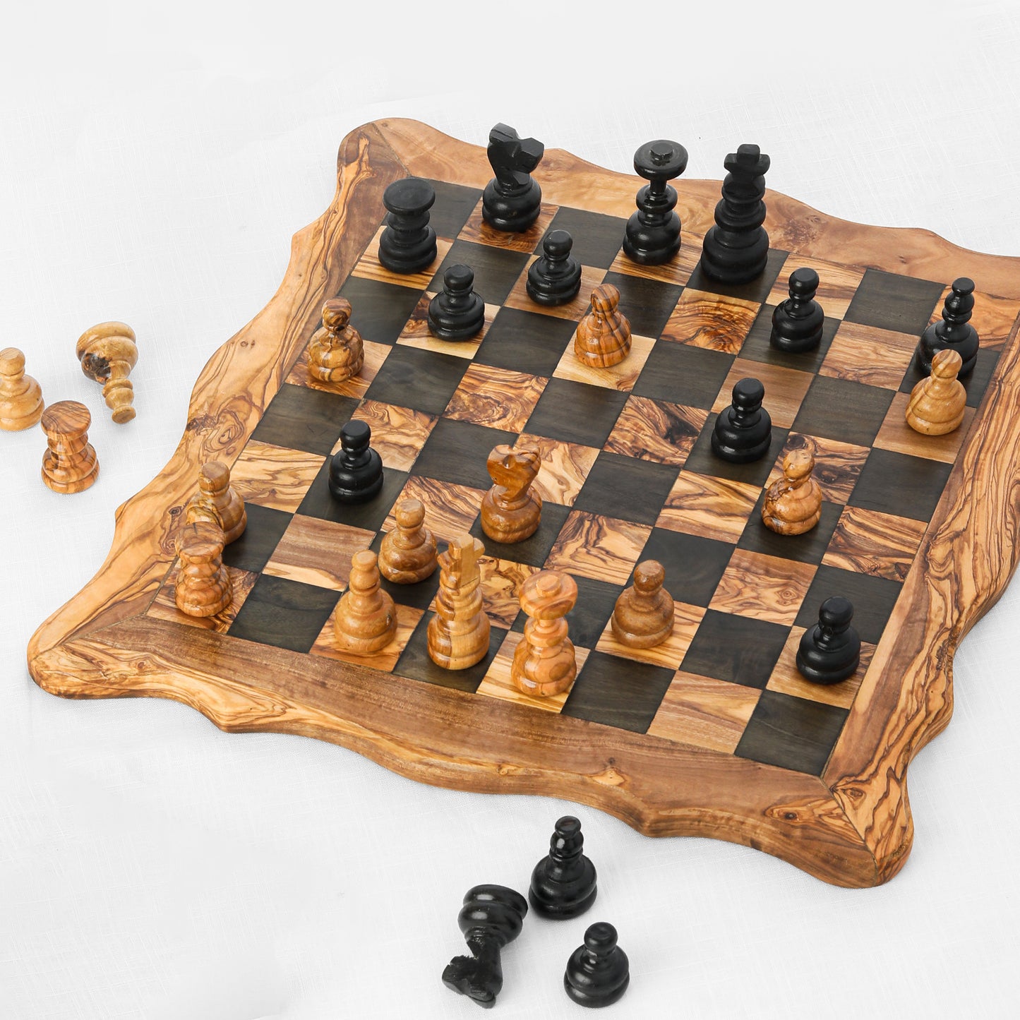 Handmade Olive Wood Chess Set – Artisan Carved Board